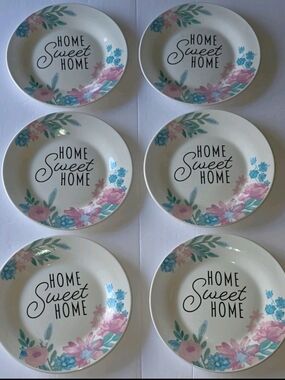 Royal Norfolk Home Sweet Home Floral 7.5" Plates- Set of 6 Stoneware